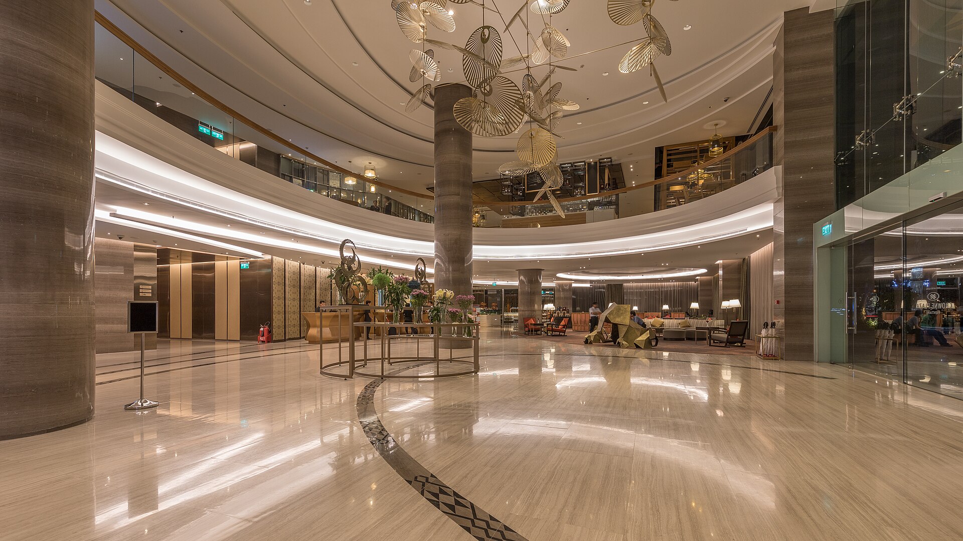 Hotel lobby with marble floors