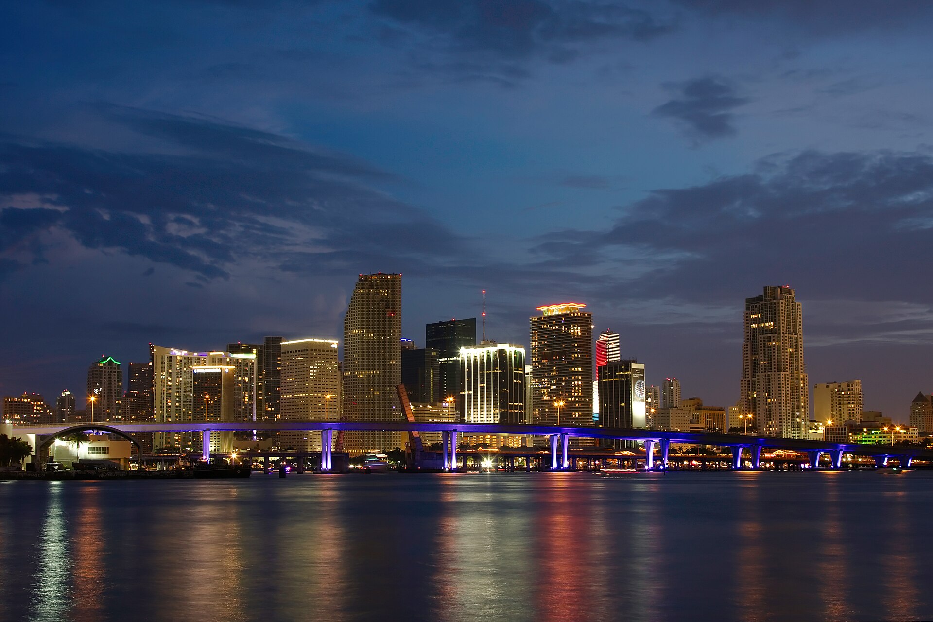 Miami skyline at night
